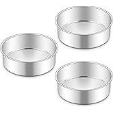 Homikit 6 Inch Round Cake Pan Set, Stainless Steel Small Baking Pans 3 Pack for Oven & Dishwasher, 2” Deep Small Nonstick Layer Cake Tins, Non-Toxic & Healthy