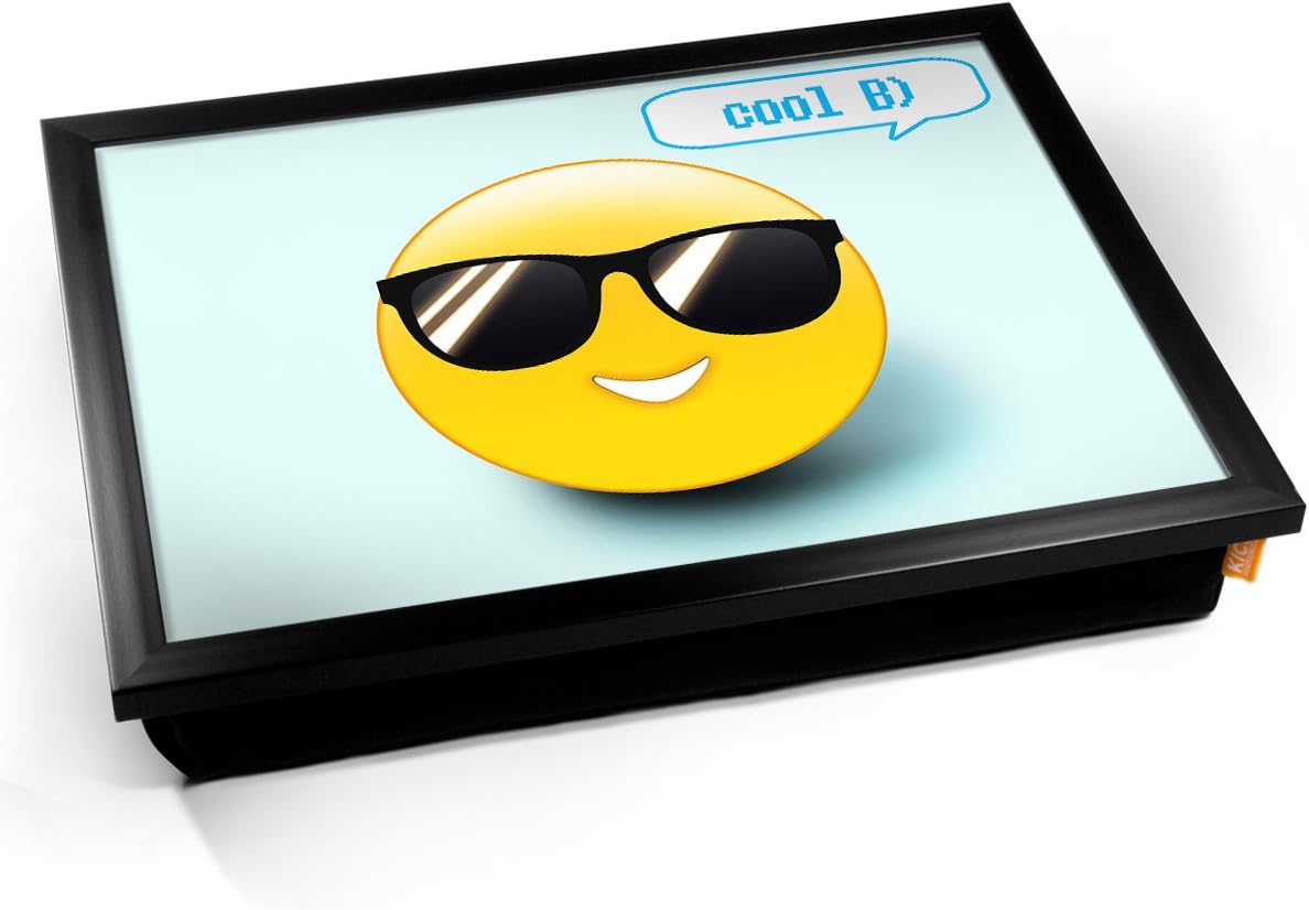 KICO Cool Emoticon Emoji Cushioned Bean Bag Breakfast Bed Lap Tray Desk - Black Frame