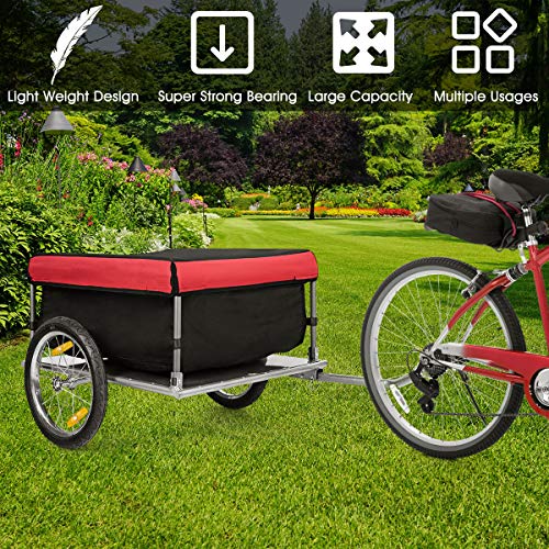 Goplus Bike Cargo Trailer, Foldable Bicycle Trailer with 16” Wheels
