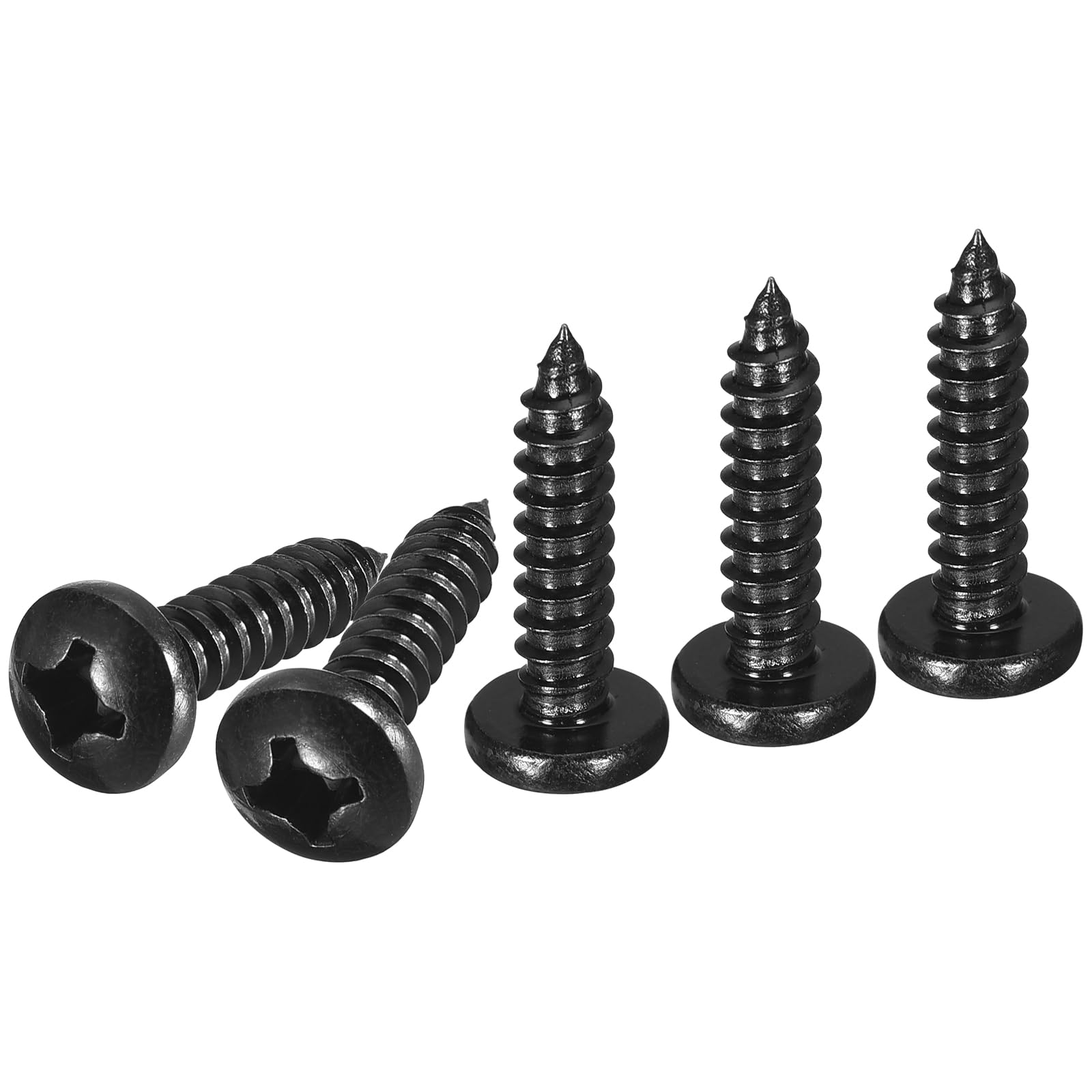 DTGN #12x5/8" Phillips Pan Head Self-tapping Screw - 50Pack - Black Oxide 304 Stainless Steel Sheet Metal Screws Wood Screws