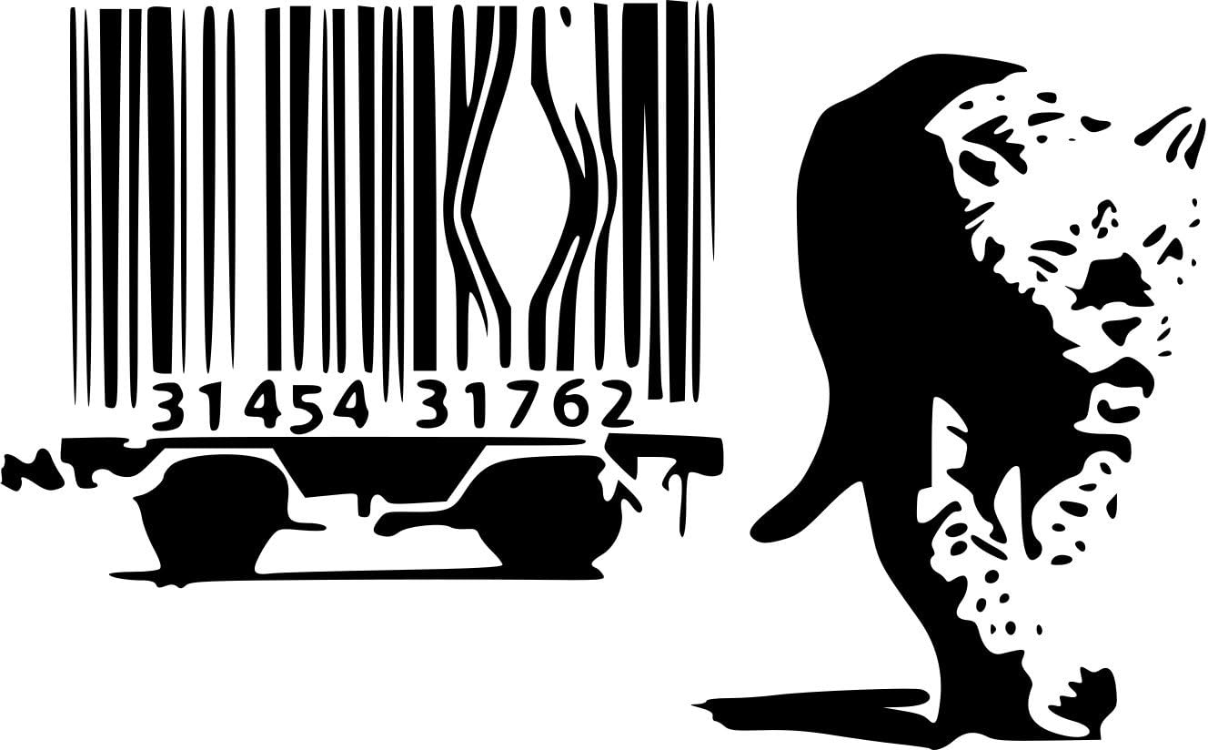 Banksy Leopard Barcode Vinyl Wall Sticker 30cm x 50cm Amazon.co.uk