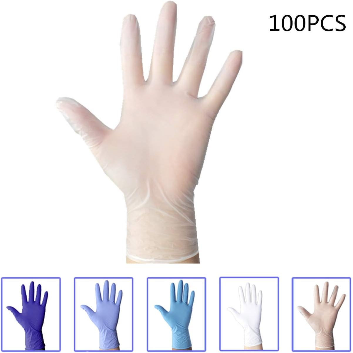 Wookit 100 Pieces Disposable Gloves PVC Powder Free Food Safe Thin Comfortable Gloves-Transparent-XL