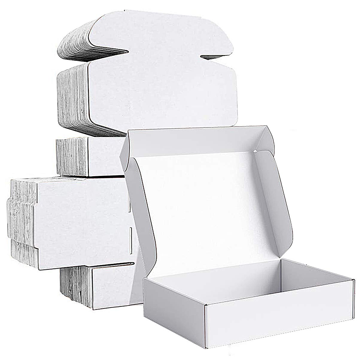White Cardboard Boxes,15Pcs Corrugated Mailing Shipping Boxes with Lids,Storage Gift Boxes Packing Boxes 30x20x5cm