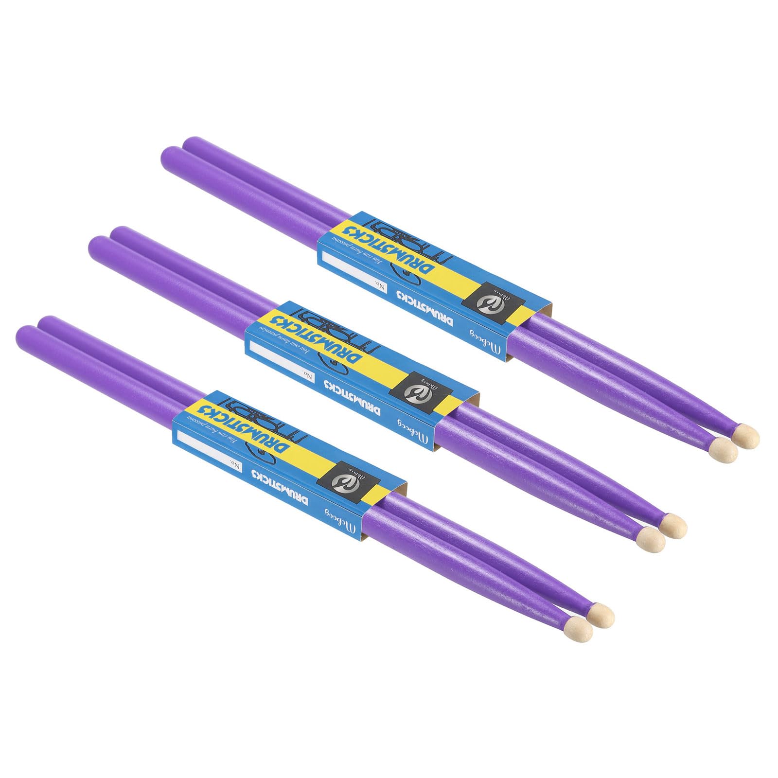 PATIKIL 3 Pair Maple Wood Drumstick Anti Slip Drum Stick 5A Purple for Drumming Musical Instrument Percussion