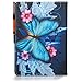 iPad Air Case, Dteck(TM) Fashion Art Prints Leather Flip Stand Smart Cover with Auto Wake/Sleep Feature Magnetic Snap for iPad Air/5th 9.7 inch 2013 Model, Blue Butterfly & Pink Flower
