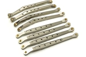 QUE-T 8 Pcs Aluminum Linkage Rod Arm Set/Upper and Lower Suspension Links Set of 8 for 1/10 Axial Wraith 90018 RC Truck (Titanium, Type A)