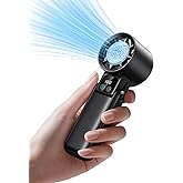 Qtitis Portable Handheld Fan with Ice Cooler, 5 Gear Wind,Hand Fans with 15000RPM Air Turbo Tech, 3-in-1 Foldable Fans,Digital Display, Rechargeable, Small Portable Fan for Travel,Hiking,Beach,Office