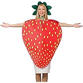 Jecery 2 Pcs Halloween Strawberry Costume for Women Men Adult Real Fruit Slice Costume with Headband Funny Fruit Cosplay Outfits Dress up Party