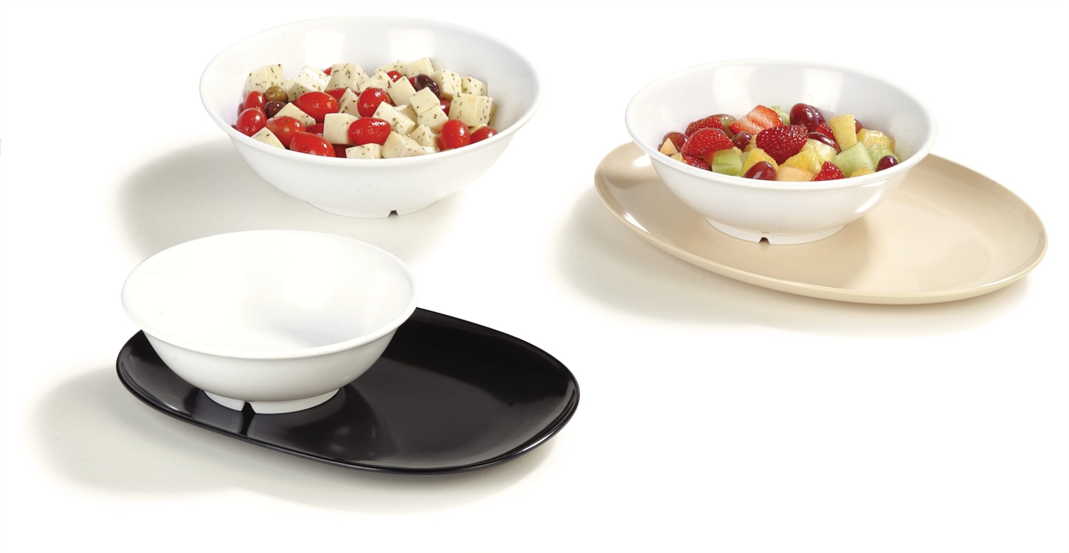 Carlisle FoodService Products Reusable Plastic Bowl Footed Bowl for Home and Restaurant, Melamine, 57 Ounces, White, (Pack of 12)