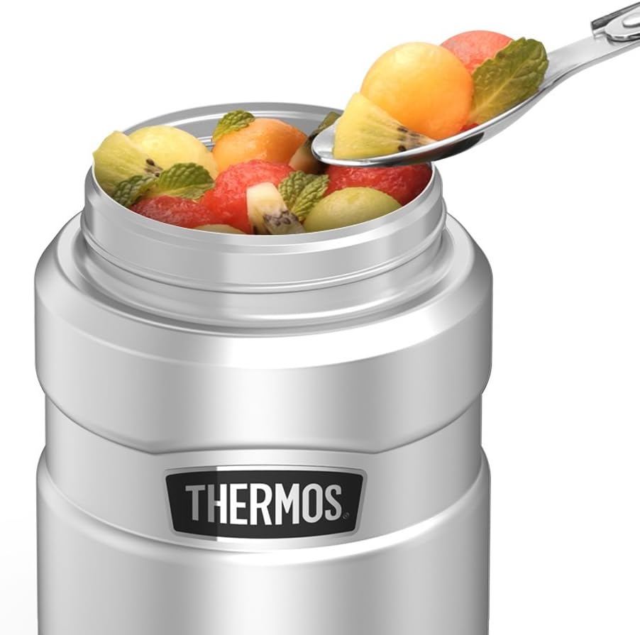 Thermos Stainless King 16 Ounce Food Jar with Folding Spoon, Stainless Steel: Kitchen & Dining