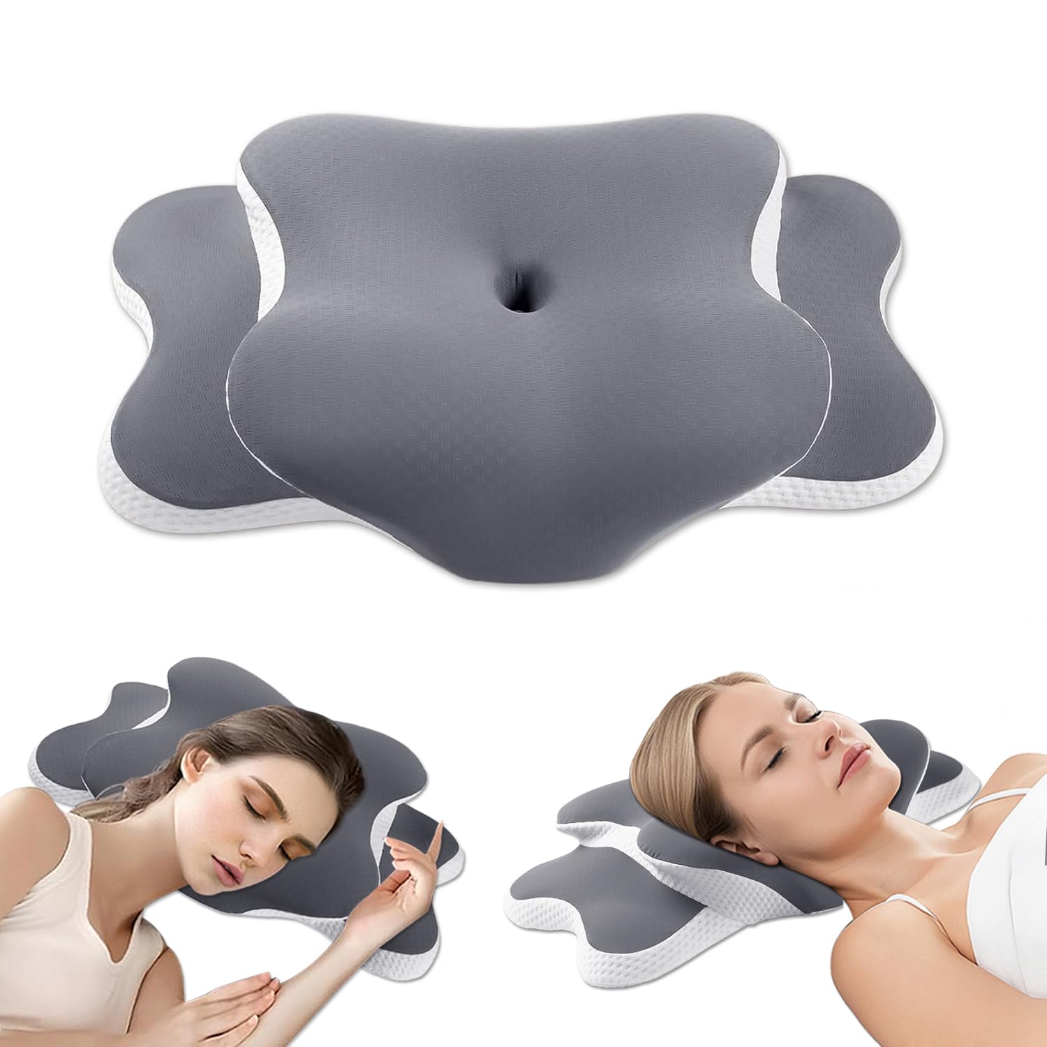 Photo 1 of Ergo Pillow for Sleep Apnea, Neck Pain, and Snoring Relief | Cervical Neck Pillow for Side Sleepers | Orthopedic Memory Foam with Ergonomic Support