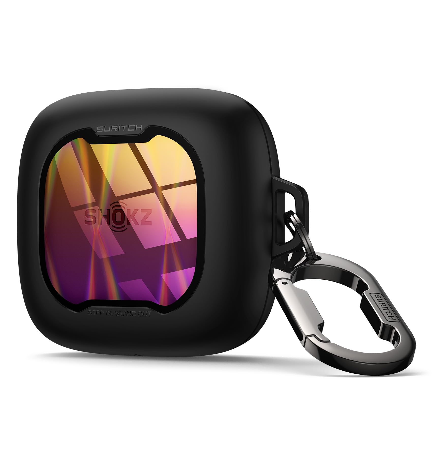 Photo 1 of SURITCH for SHOKZ OpenFit Air Case Cover, Magnetic Locking Cases for SHOKZ OpenFit Air Open-Ear Headphones, Protective Bumper Cover with Carabiner for OpenFit Air Earbuds (2024), Iridescent Sparkle