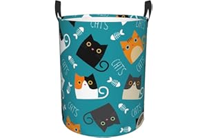 Gbuzozie Cute Funny Cats Round Laundry Hamper Storage Basket Toys Clothes Organizer Bin For Home Bathroom Bedroom Dorm Nursery, 38l
