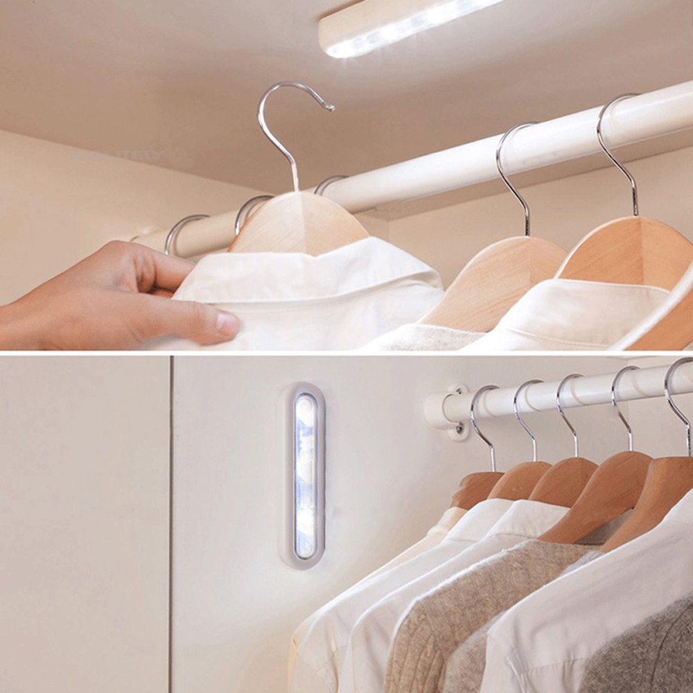 Tap Closet Lights ixaer One Touch Light, 4-led Touch Tap Light, Stick-on Anywhere Push Light, Cordless Touch Sensor LED Night Light, Battery Operated Stair Safe Lights for Closets Cabinet