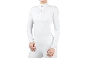 Harrison Howard Women's Equestrian Sweat Absorption Quick Drying Horse Riding Long Sleeve Shirt 1/4 Zip Base Layer