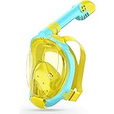 Greatever Snorkeling Gear for Kids,Ideal Gifts of Kids Snorkel Mask,Full Face Snorkel Mask Kids with Camera Mount,Safe Breathing for Enchanting Travel