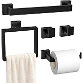 5-Pieces Matte Black Bathroom Hardware Accessories Set, SUS304 Stainless Steel Bath Towel Bar Set, Towel Racks for Bathroom Wall Mounted.