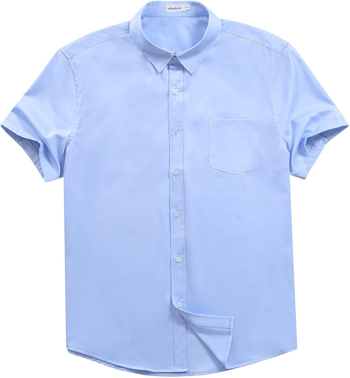Clearlove Men's Slim Fit Casual Big and Tall Solid Short Sleeve Button