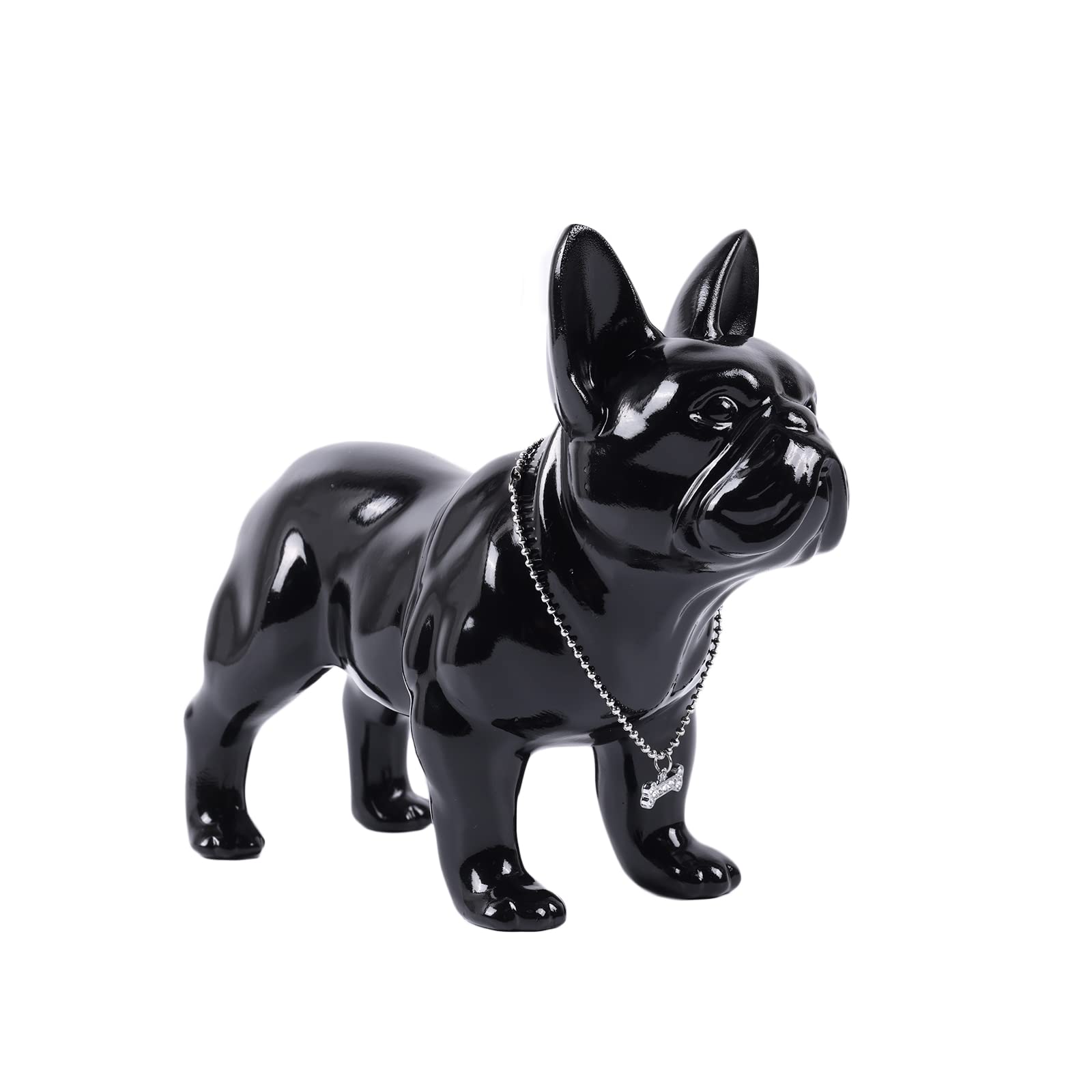 suruim Resin English Bulldog Statue French Bulldog Sculpture Home Decor Modern Collectible Doll Art Dog Statue Bulldog Doll Resin Crafts Living Room Tabletop Decor(Black,M)