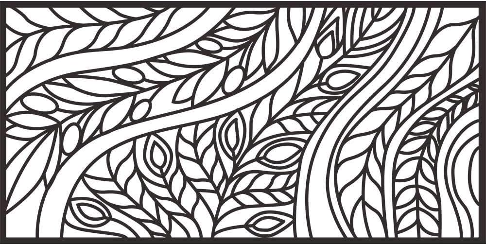 Metal Privacy Screen, Laser Cut Decorative Steel Privacy Panel Metal Fencing, Hanging Room Divider Partitions Panel Screen,48x24inch, 1 Piece (Leave Wave, Black)