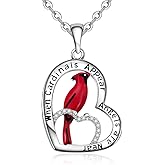 Red Cardinal Bird Pendant Necklace Inspirational Memorial Jewelry Sterling Silver Cardinal Appear When Angels Are Near Sympathy Spiritual Gifts for Women Loss of Loved One