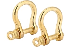 HZTYYIER 2Pcs D-Ring Shackle Pure Brass Screw Pin Anchor Shackle Bow Shackle U Type Fob, 10mm