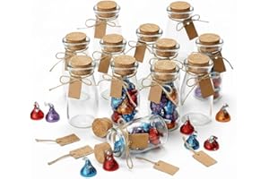 Otis Classic Small Glass Jars with Lids – Set of 12 Mini Glass Bottles with Corks for Halloween Decorations Fall Décor Wedding & Party Favors, Halloween DIY Crafts, Potions, Spices & Candy, 3.4 oz