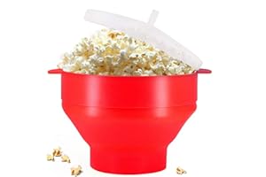 Microwave Popcorn Popper Collapsible Silicone Poppcorn Bowl - Reusable- No Oil Needed -Dishwasher-Safe, Family Popcorn Time, 