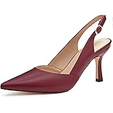 Rilista Women's Slingback Kitten Heels Closed Pointed Toe Wedding Party Dress Pumps Shoes
