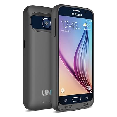 Galaxy S6 Battery Case - UNU DX for Galaxy S6 3600mAh Portable Charger Rechargeable External Protective Battery Pack Power Juice Bank Cases for Samsung Galaxy S6 - Black/Black