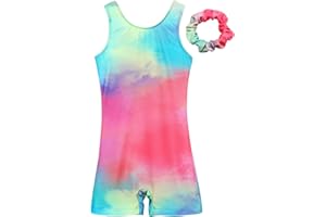 JESKIDS Leotards for Girls Gymnastics with Shorts Dance Biketards Tumbling Matching Hair Scrunchie 3~15 Years