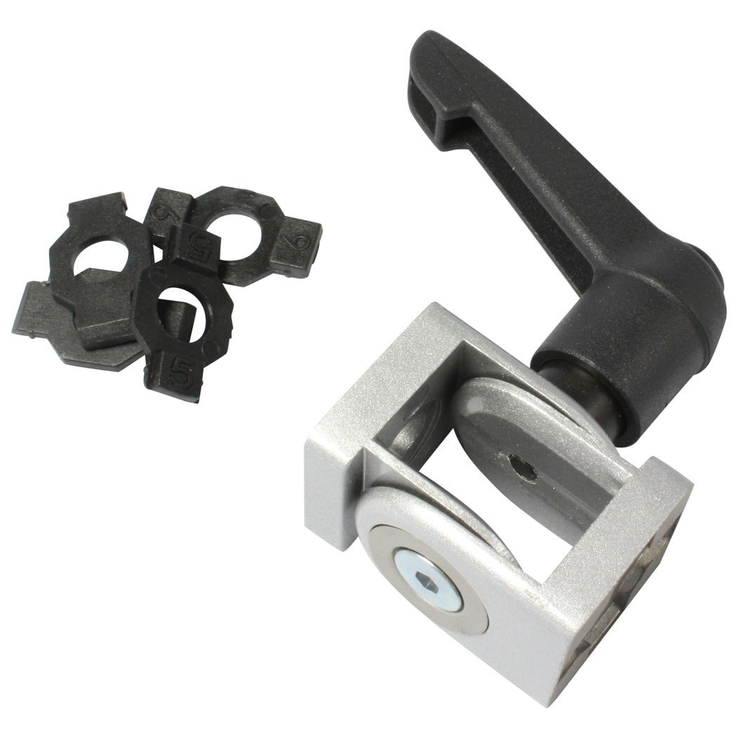 Joint 20 x 20 with Clamping Lever, Groove / 5/6 die-cast Aluminium Painted