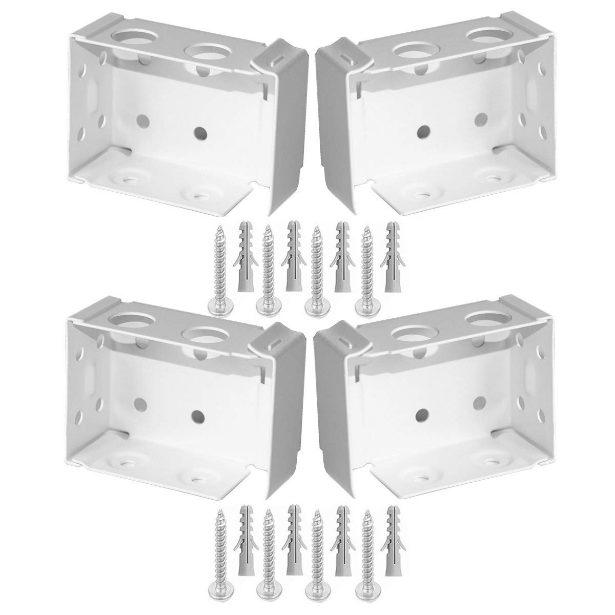 4pcs Box Mounting Bracket 2 Set for Low Profile Blinds 2inch White Color Window Blinds Headrail Bracket