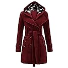 Envy Boutique Women's Military Button Hooded Fleece Belted Jacket