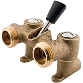 Kingston Brass 1/2' Sweat Inlet x 3/4' Hose Thread, Dual Outlet Washing Machine Shut off Valve, Brass