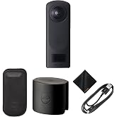 RICOH THETA Z1 360&deg; Camera with 51GB Internal Storage | 0.93" OLED Display (Black) with RICOH Lens Cap TL-2 for THETA Z1 360&deg; Camera and Waith Microfiber Cleaning Cloth (Essential Bundle)