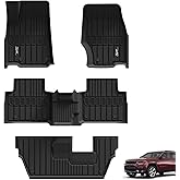 3W Floor Mats Fit for Jeep Grand Cherokee L 7 Seat 2021-2025 2026 All Weather TPE Custom Fit Floor Liner for 1-3 Rows Full Set Car Mats Black(NOT Fit for 6-Passenger)