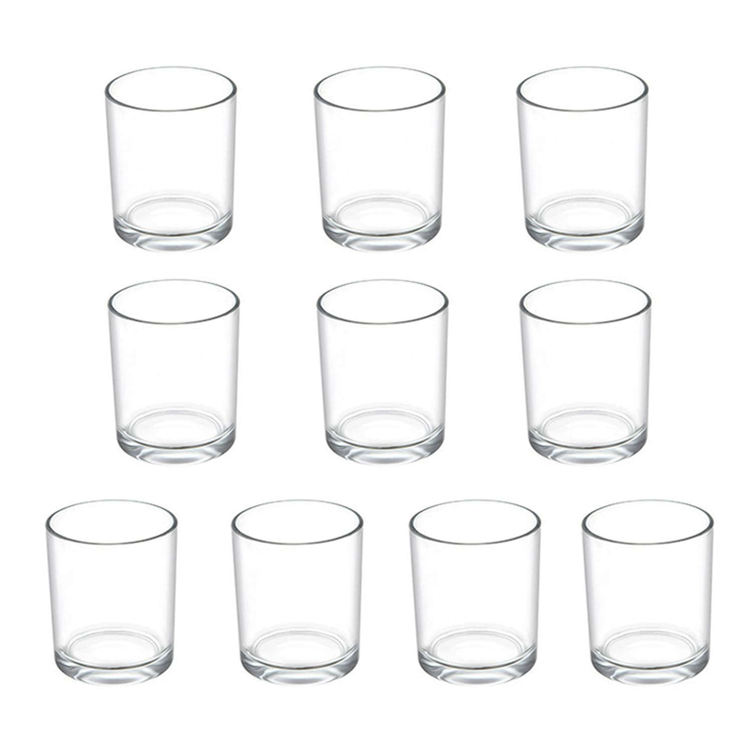 10 pack Tea Light Candle Holders, Glass Tealight Holders (Ø 4.5cm X 6cm High) Transparent Glass Tea Light Holders for Wedding, Anniversary, Festival, Dining Table, Home Decoration