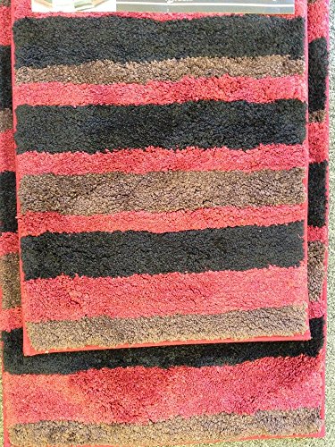 Amazon.com: 2 Piece Microfiber Bath Rug Set Modern Stripe ...