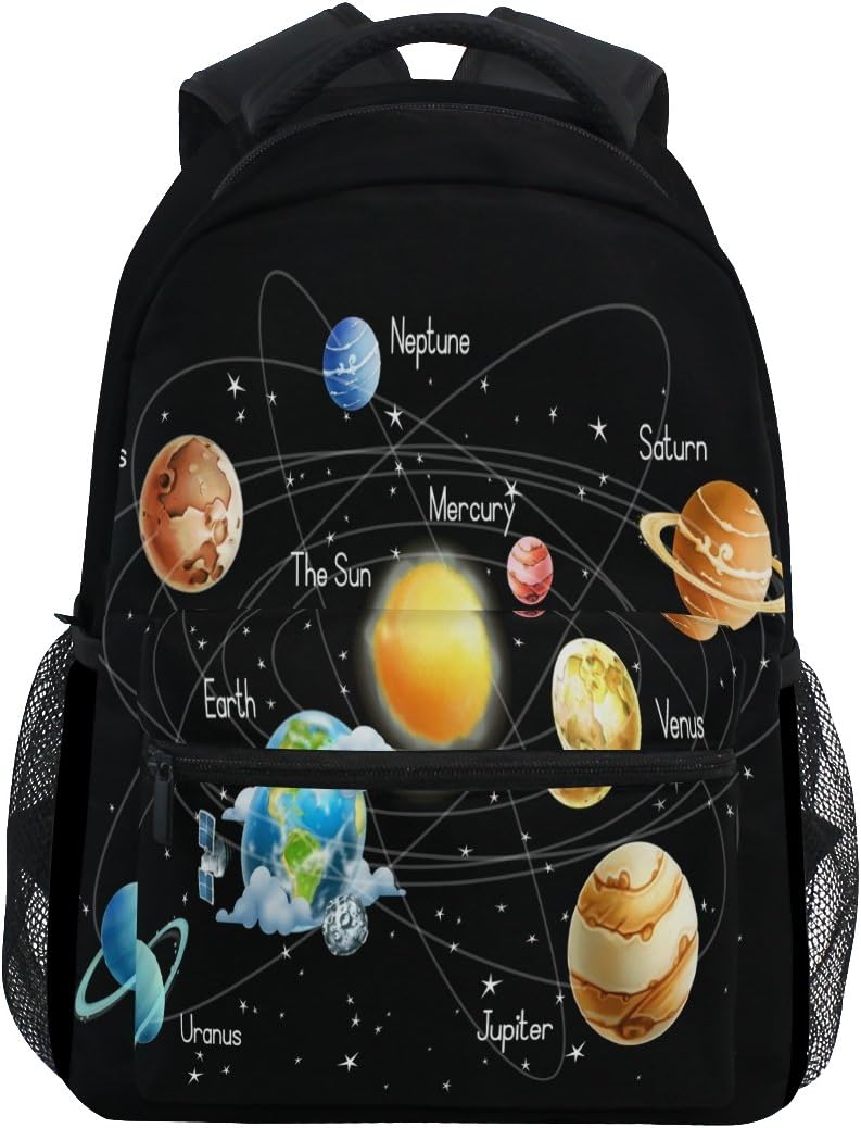 ShineSnow Solar System Galaxy Laptop Backpack, Planet Sun Moon Water Resistant College Students Travel Computer Notebooks Backpack for Men Women