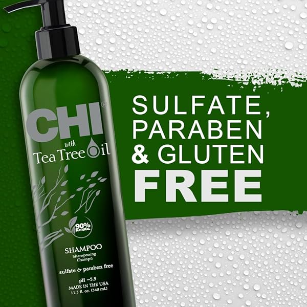 CHI TEA TREE OIL SHAMPOO, STRENGTHENING SHAMPOO FOR GENTLY CLEANSING HAIR & REMOVING IMPURITIES, SULFATE, PARABEN, & CRUELTY-FREE, 11.5 OZ
