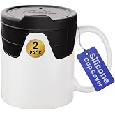 Jokari Silicone Cup Cover 2 Pack Stretch Fit Spill-Proof Coffee Mug Lid | Hot Drinks Tea Cocoa Dishwasher Safe, Spill-Proof Seal, Keeps Drinks Hot Longer, Universal Fit for Most Cups and