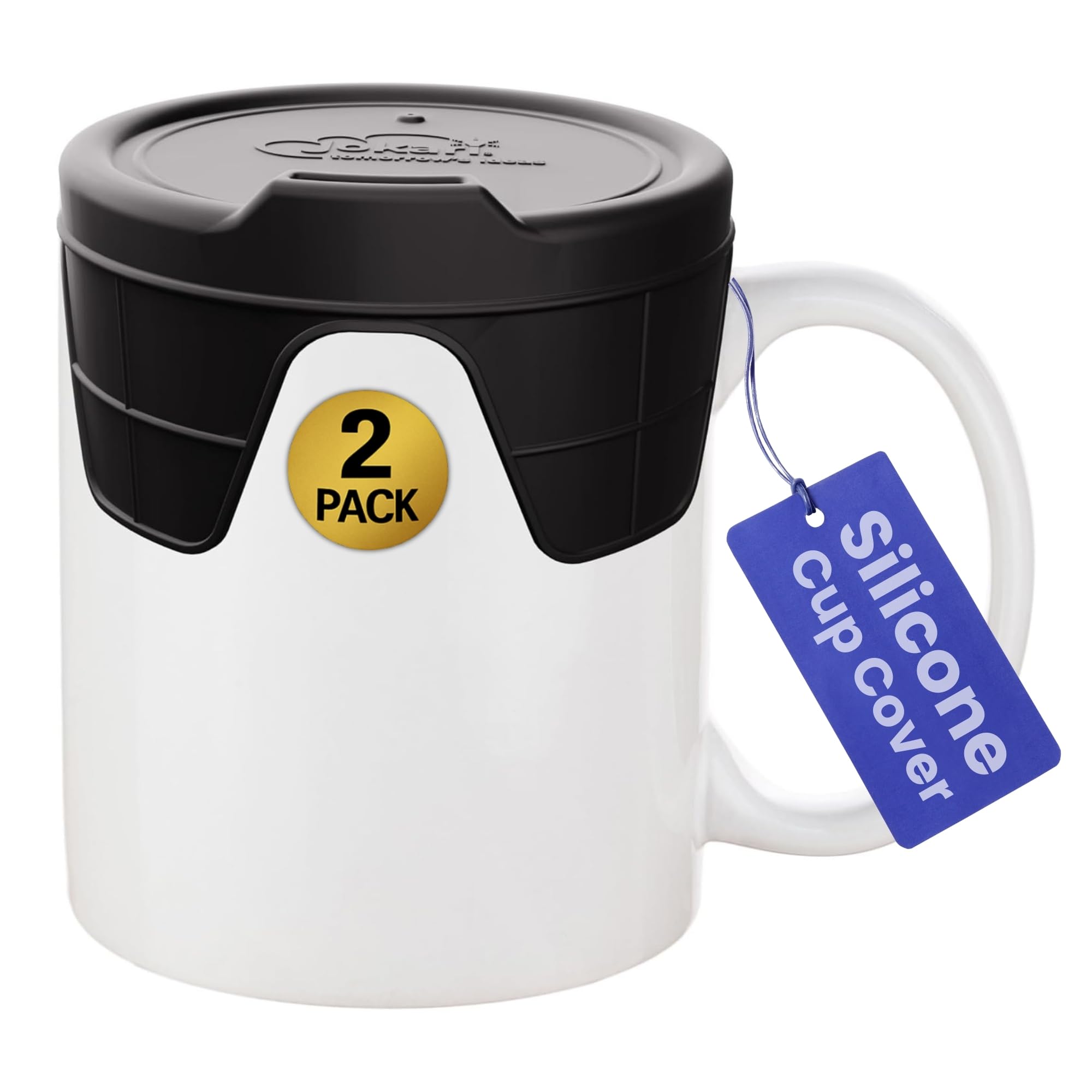 Photo 1 of Jokari Silicone Cup Cover 2 Pack Stretch Fit Spill-Proof Coffee Mug Lid Reusable BPA-Free Insulated Silicone Tumbler Top for Hot Drinks Tea Cocoa Dishwasher Safe Universal Fit