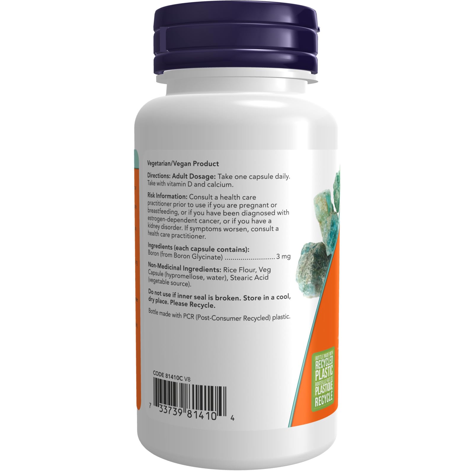 NOW Foods Supplements, Boron 3 mg (Bororganic Glycine), Structural Support*, 100 Veg Capsules