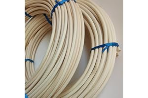 ECYC Ltd 32.8 FT 3mm Round Reed Spline, Natural Rattan Reeds Spline Wood Basket Reed Spline Chair Cane Groove Reed Spline for