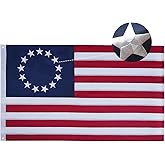 Embroidered Betsy Ross Flag 3x5 Ft Heavy Duty, Double Sided 13 Star American Flags for 250th Anniversary Outside, USA Primitive 13 Colonies Flags with 2 Brass Grommets for 4th of July Outdoor Use