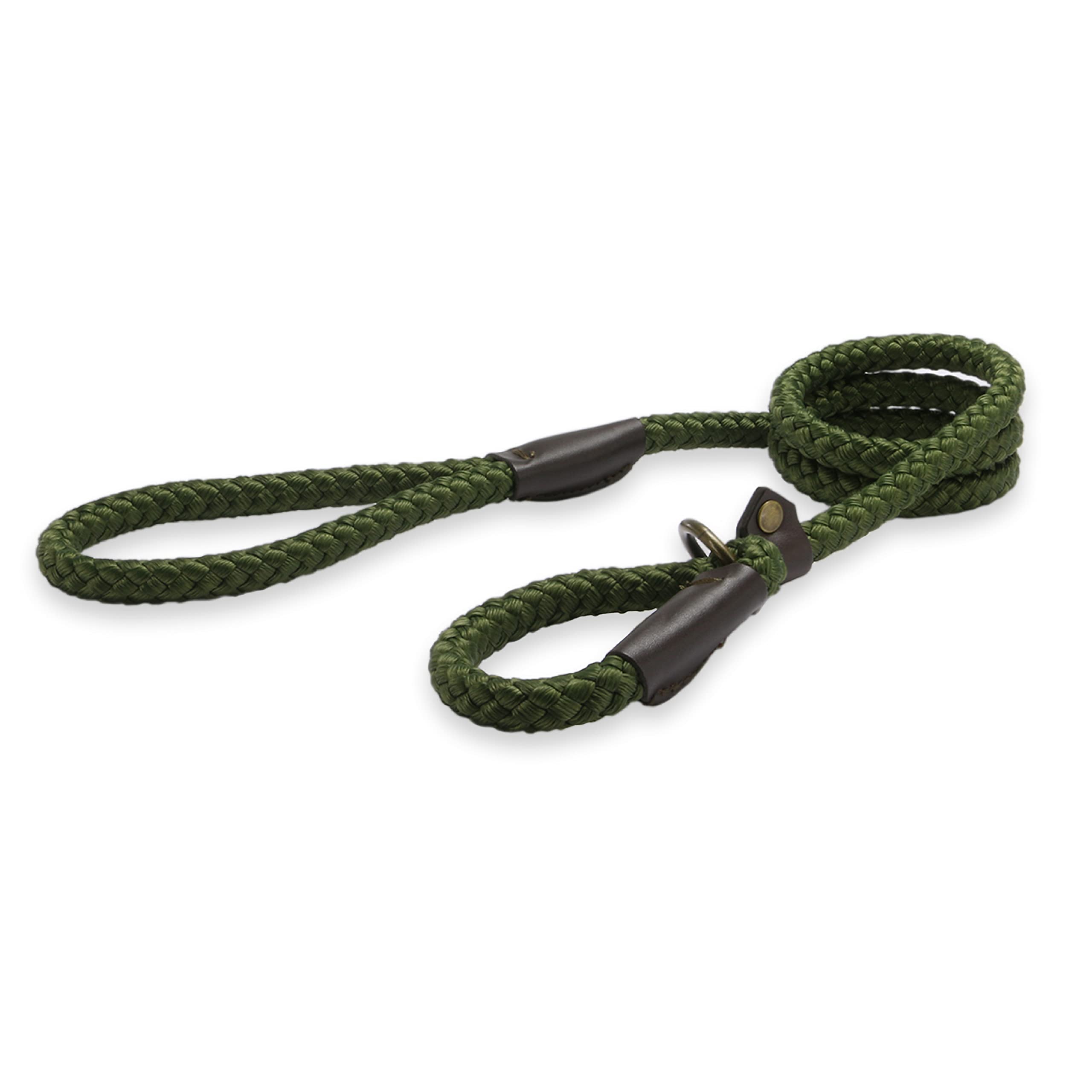 Ancol Heritage Nylon Rope Slip Lead Green 1.5m X12mm Sz 4-8