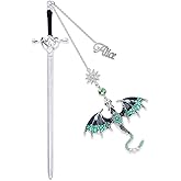 Fourth Wing Bookmark – Personalized Dragon Sword Metal Bookmark with Custom Engraving, Fantasy Book Accessories for Readers, Gifts for Book Lovers, Men & Women (Green)