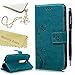 Moto G3 (3rd Generation) Wallet Case - Mavis's Diary Premium Leather with Fashion Floral Flip Cover for Motorola Moto G3 3 3rd Generation (Released on 2015) with Butterfly Dust Plug & Pen - Blue