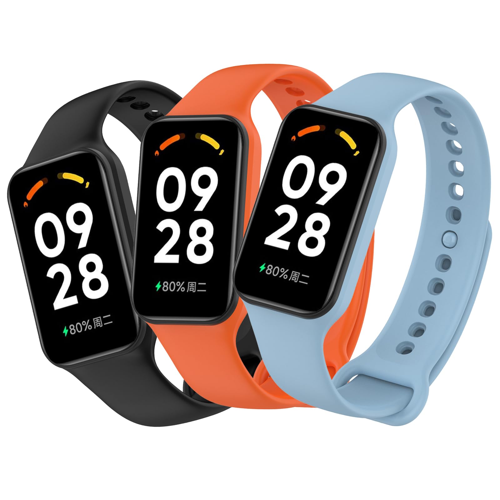 Xisair 3 Pieces Straps compatible with Redmi Smart Band 2 Silicone Straps for Redmi Smart Band 2 Strap Redmi Band 2 Sport Wristband